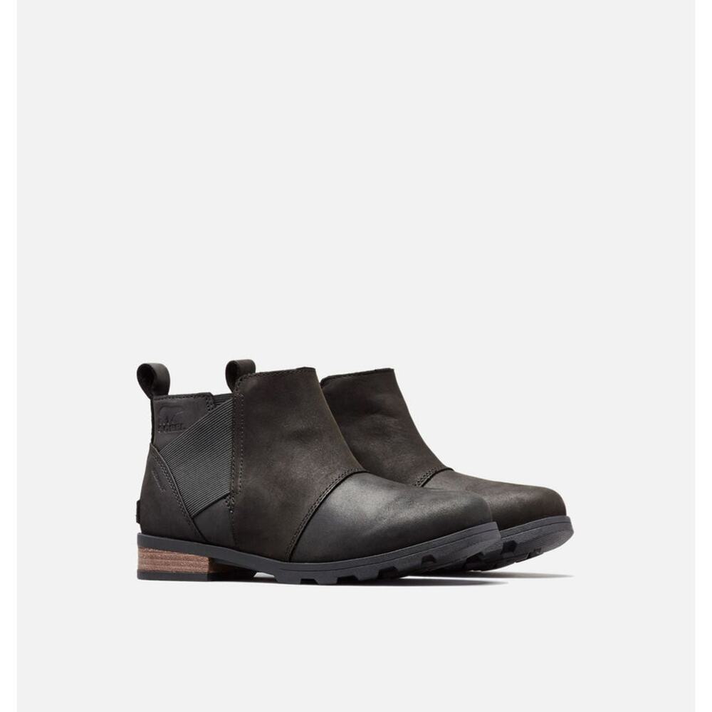 Sorel Emelie Chelsea Bootie black leather waterproof ankle boots sz 10 $150